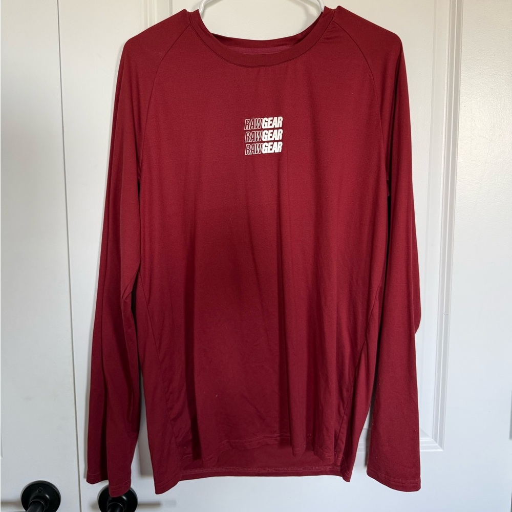 Red Long Sleeve RawGear Performance Tee with Center Logo